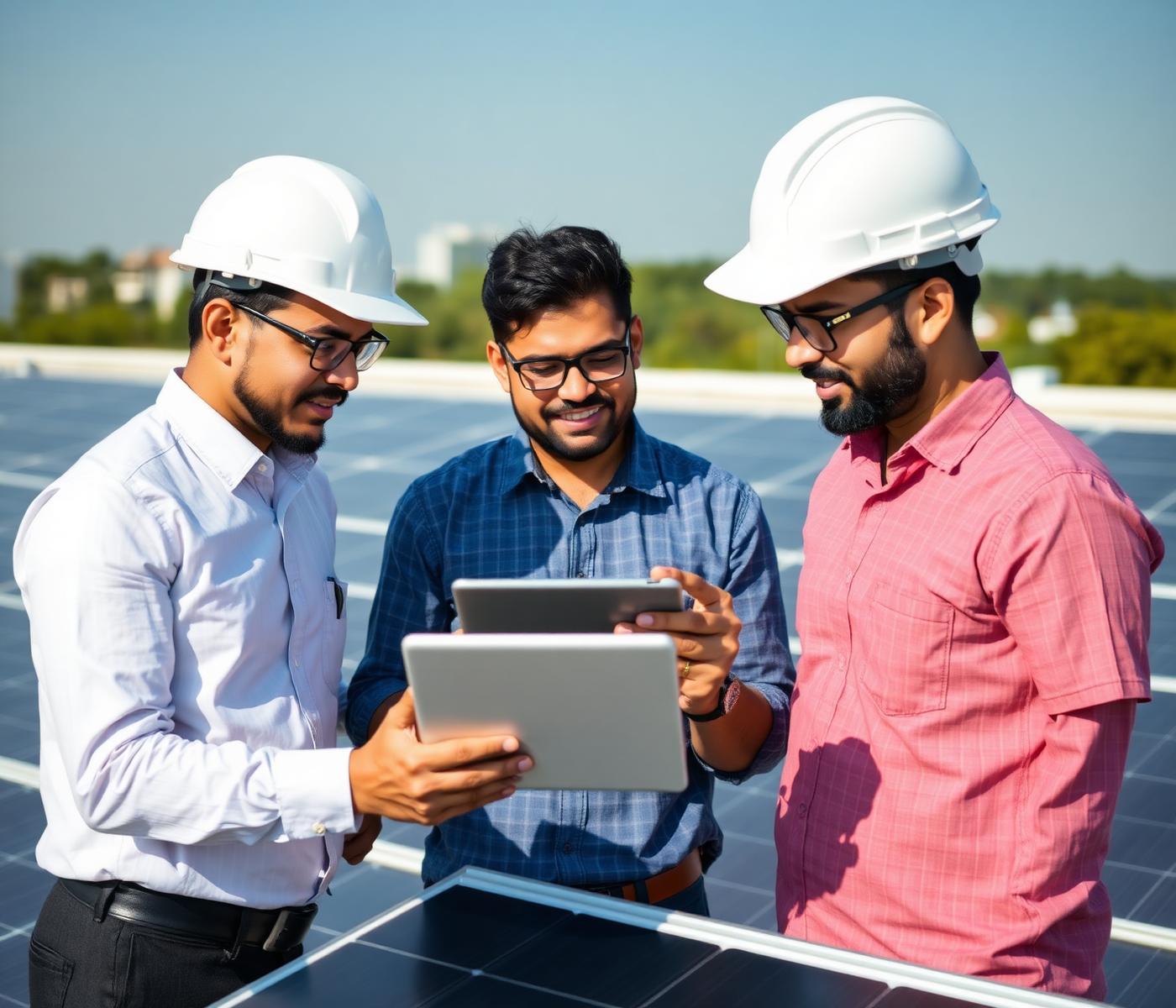 Bajarang Green Energy engineering team on rooftop